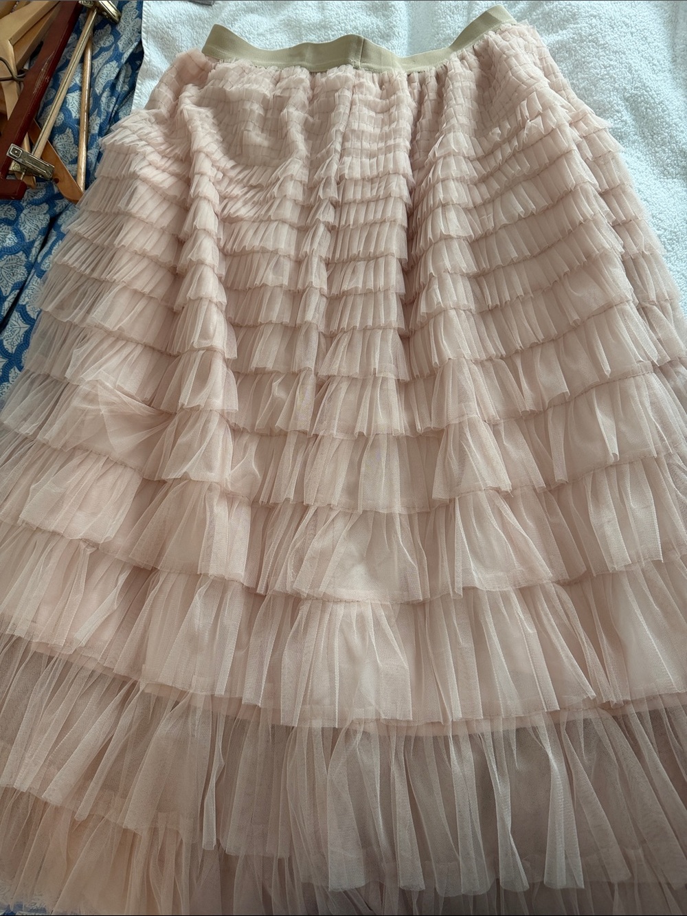 Pleated Tulle Tiered Midi Skirt - Blush - Picture 2 of 5